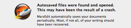 Autosaved files were found and opened.
